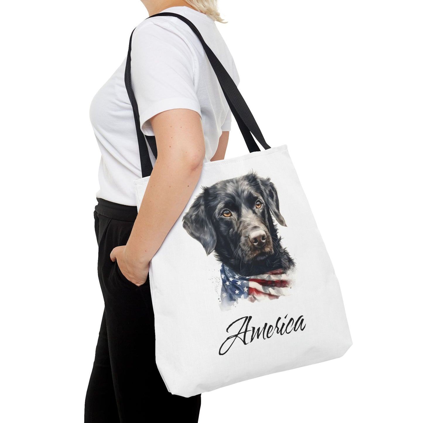 Patriotic Dog - 18" Large Tote Bag