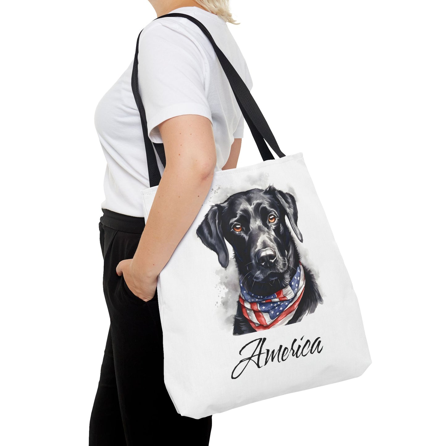 Patriotic Dog - 18" Large Tote Bag