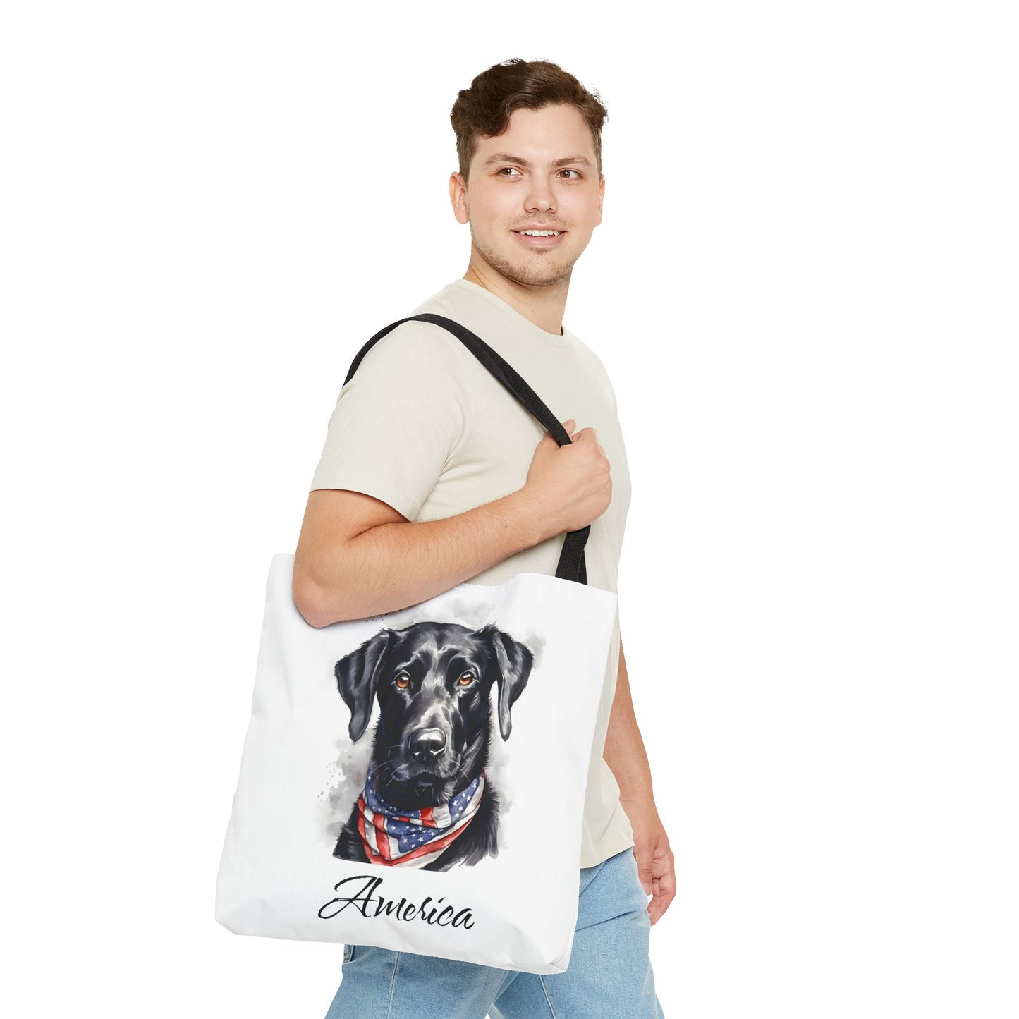 Patriotic Dog - 18" Large Tote Bag