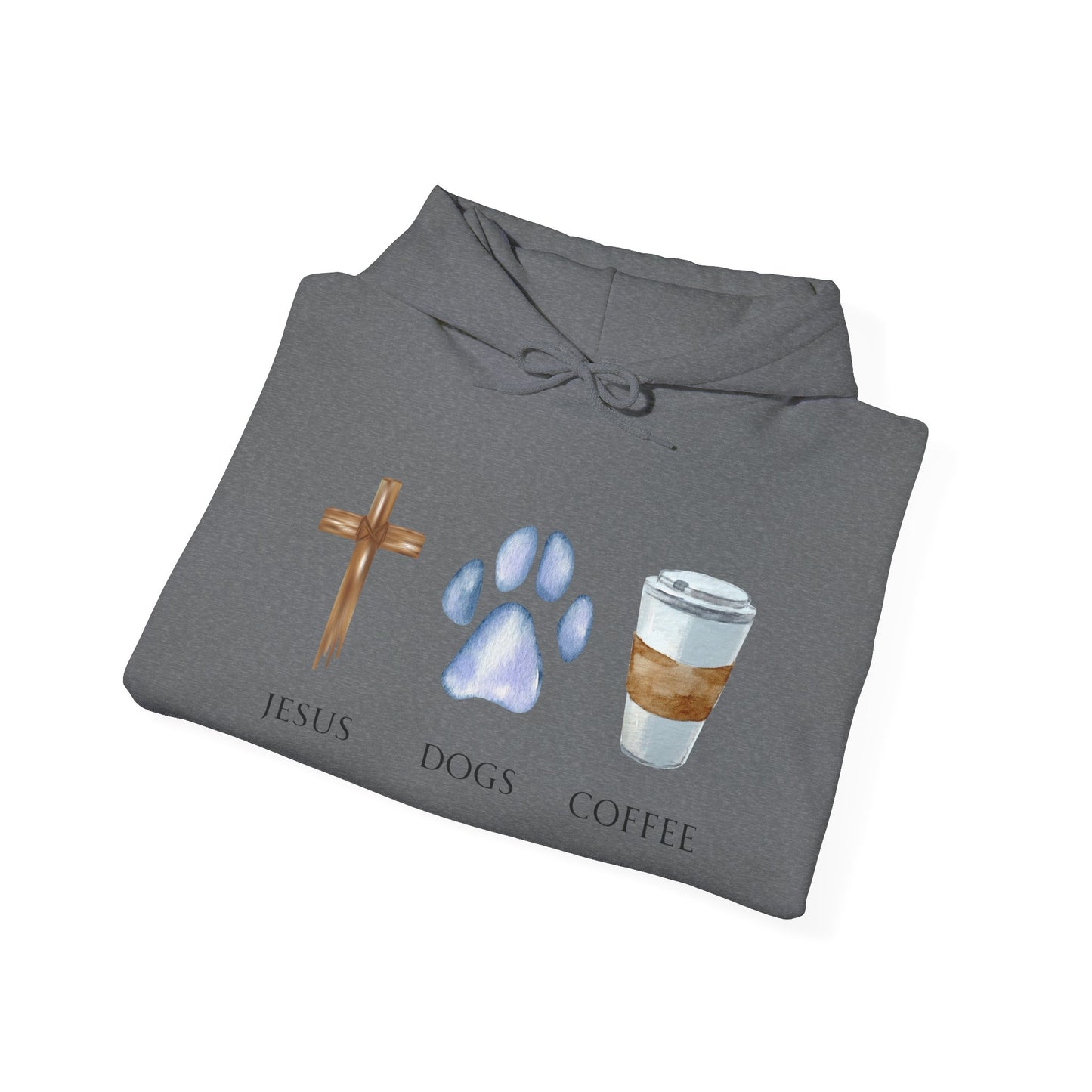 Christian Hoodie for Dog Lovers, Jesus, Dogs, Coffee Unisex Heavy Blend Hooded Sweatshirt, Faith Based Apparel