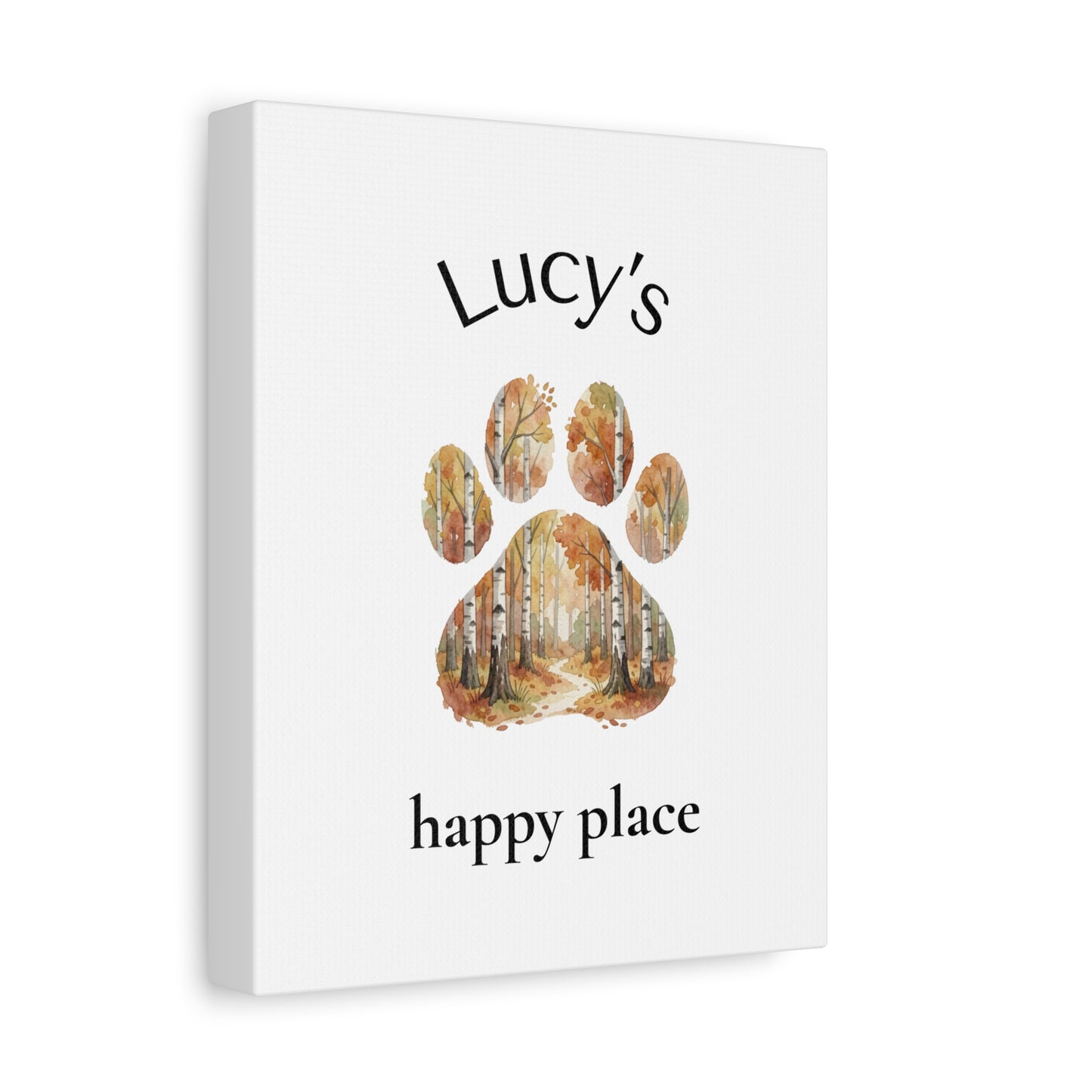 Custom Dog Name Canvas - Personalized Pet Wall Art - Forest Paw Print - 8"X 10"