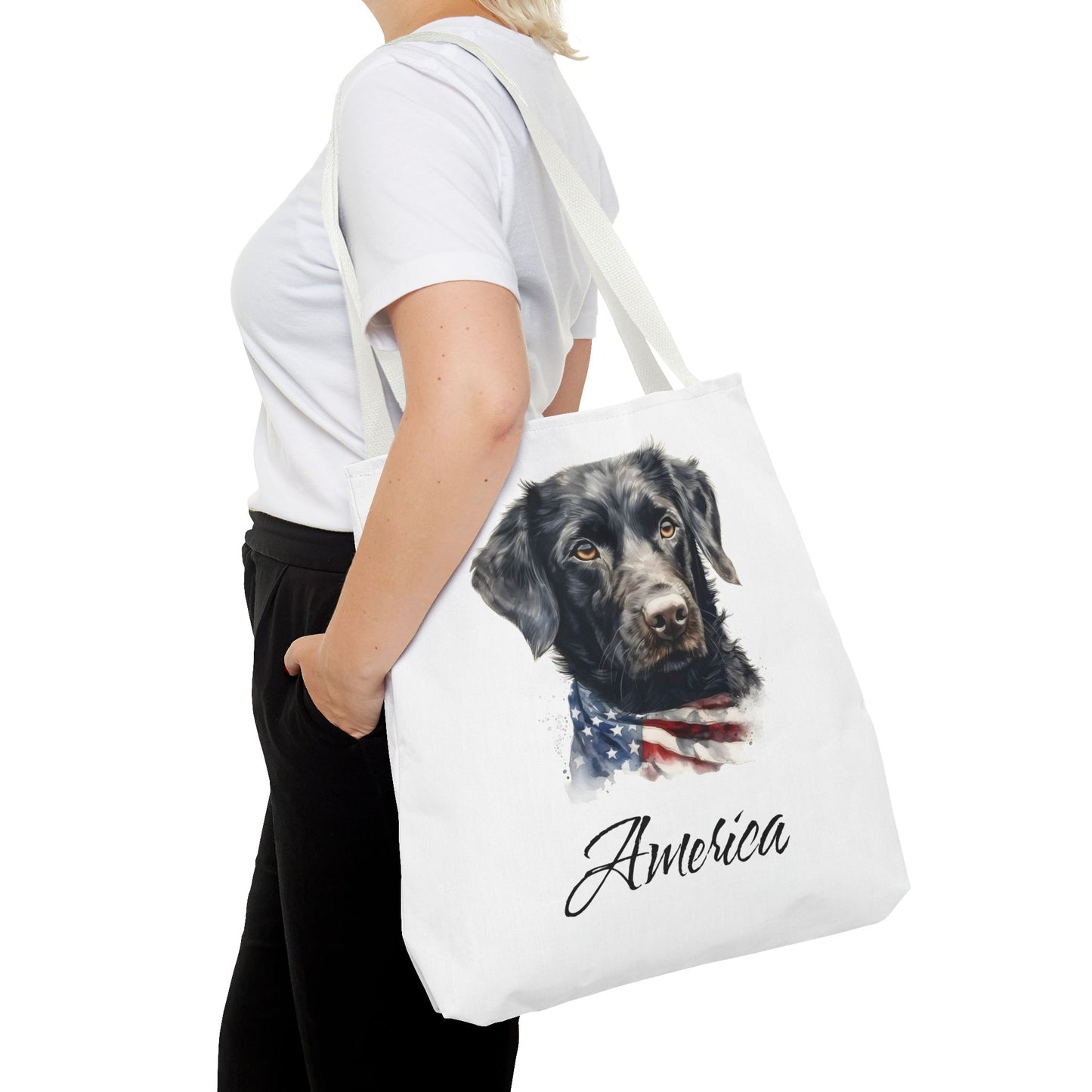 Patriotic Dog - 18" Large Tote Bag