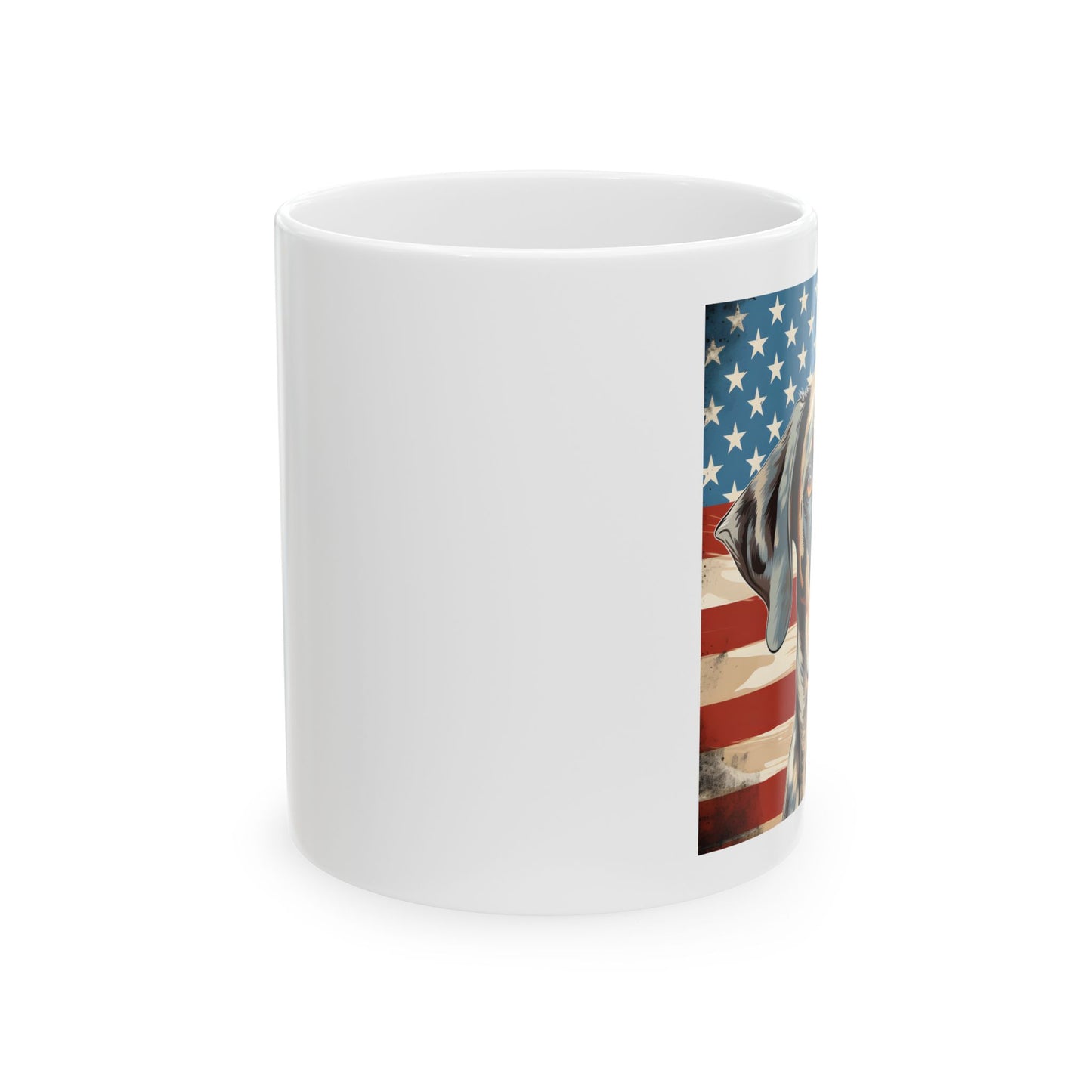 Patriotic Catahoula Leopard Dog Ceramic Mug, (11oz)