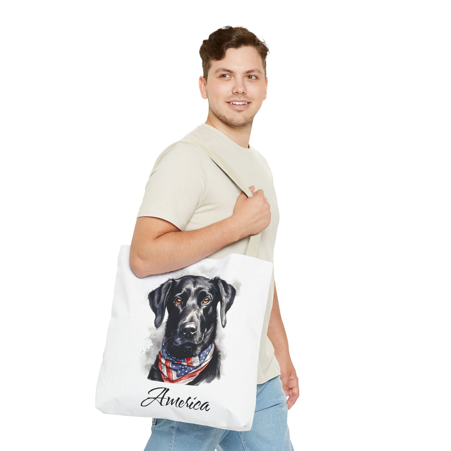 Patriotic Dog - 18" Large Tote Bag