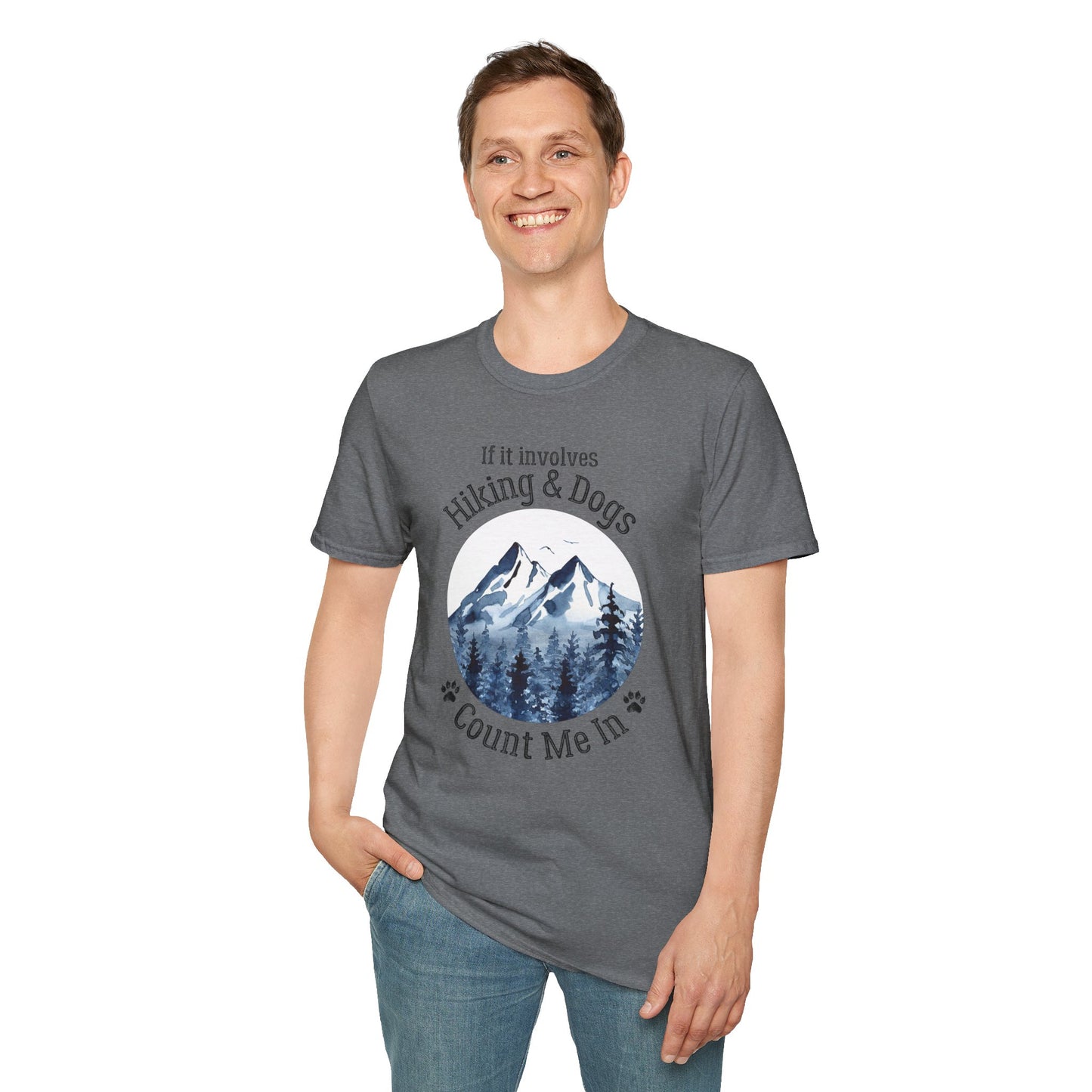 If It Includes Hiking & Dogs, Count Me In T-Shirt, Hiking Dog Lover Shirt, Outdoor Adventure Dog Shirt, Gift for Hikers with Dogs