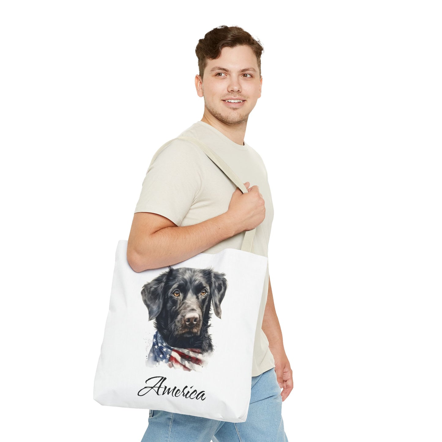 Patriotic Dog - 18" Large Tote Bag