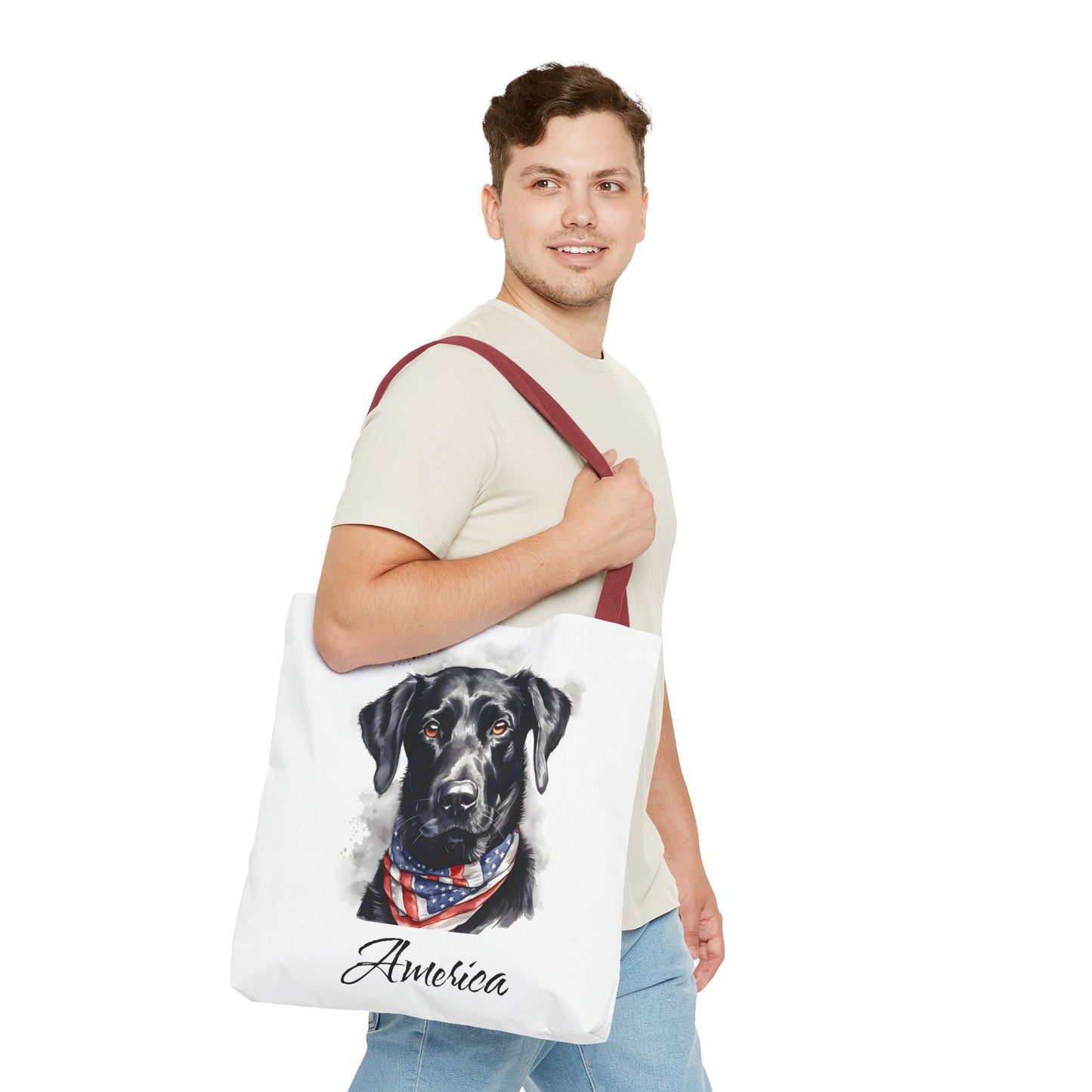 Patriotic Dog - 18" Large Tote Bag