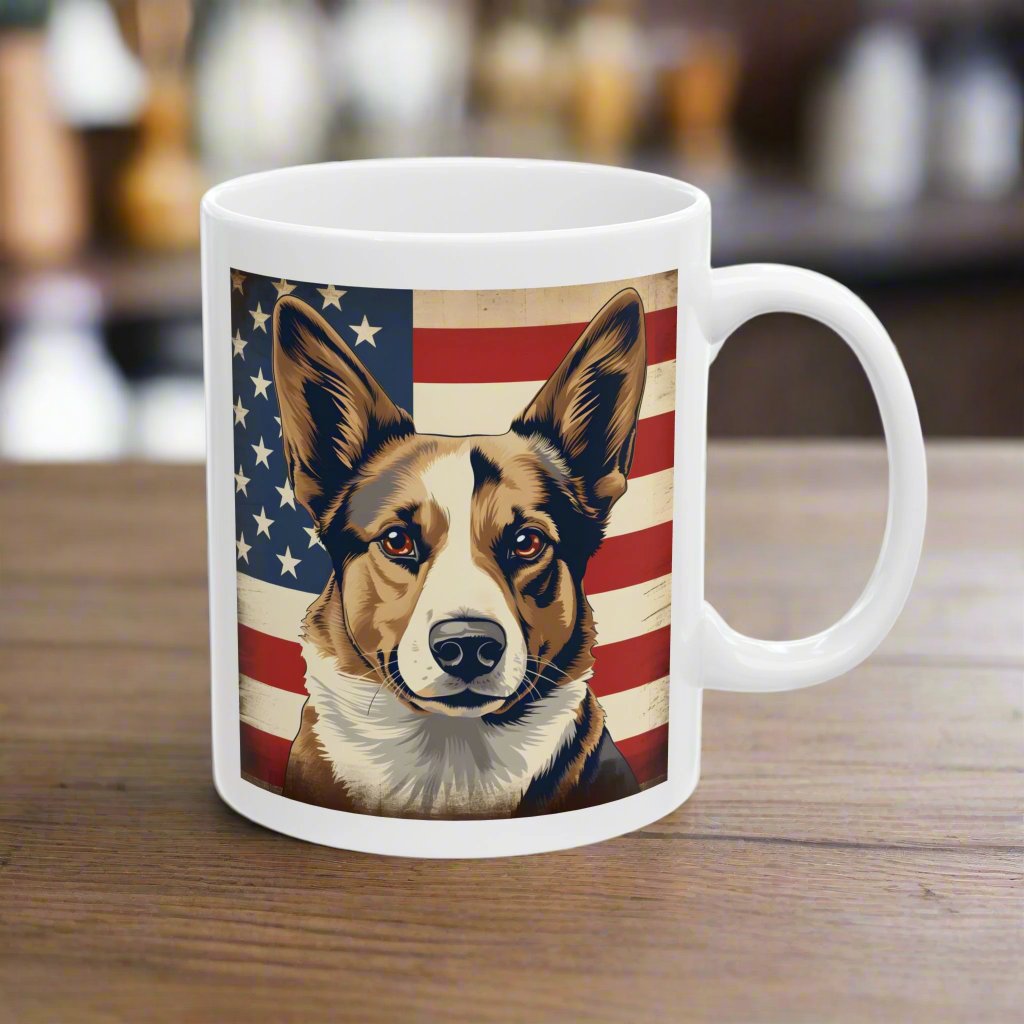 patriotic corgi mug