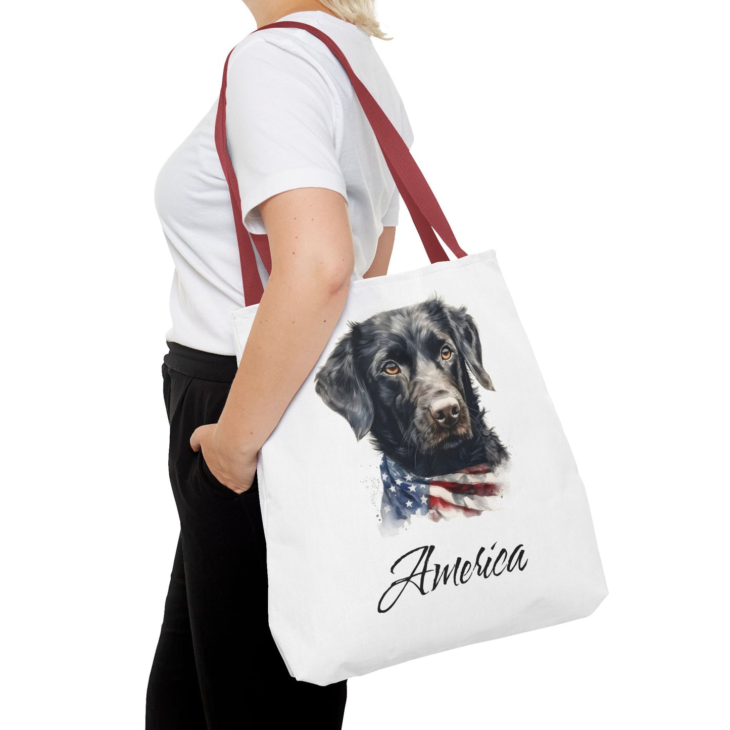 Patriotic Dog - 18" Large Tote Bag