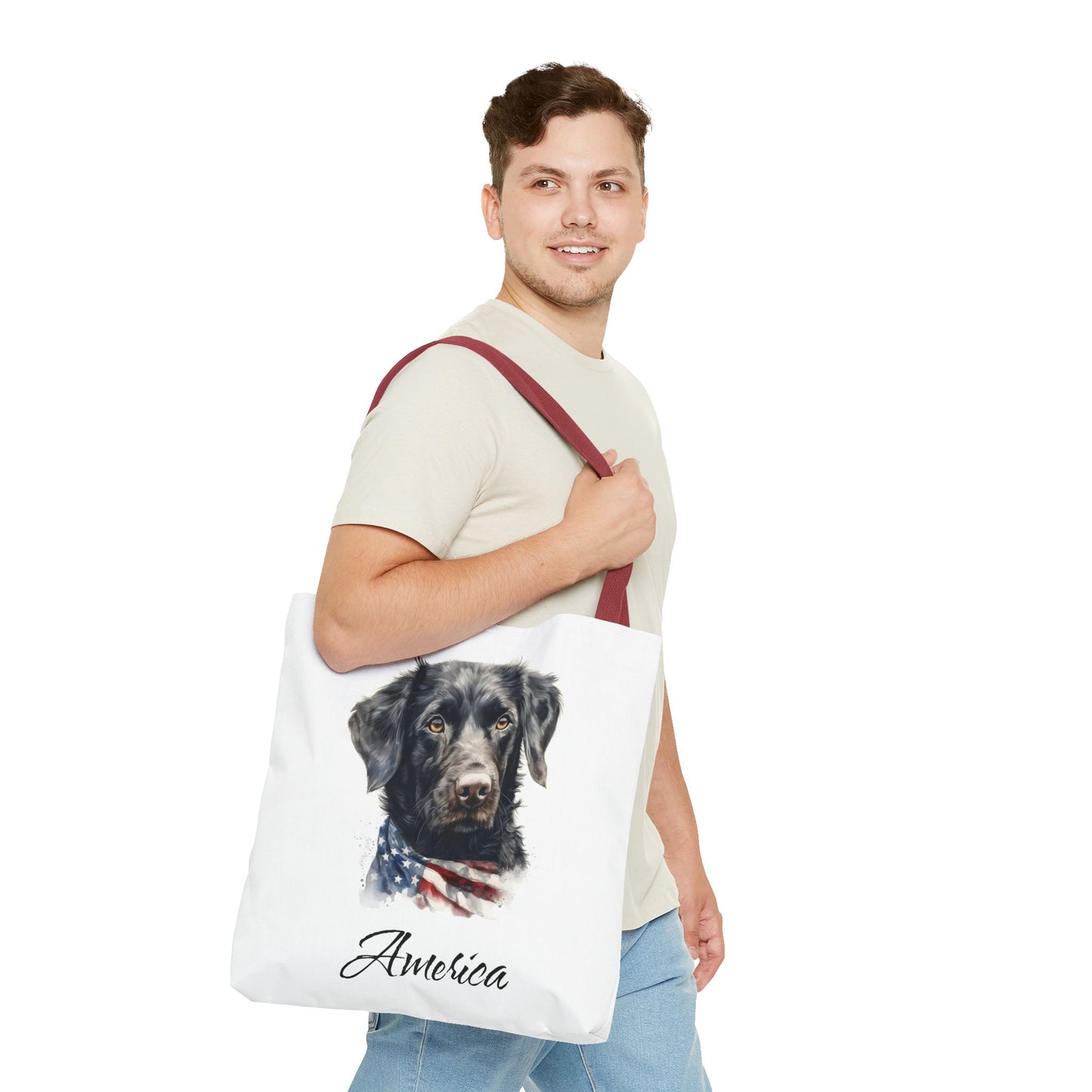 Patriotic Dog - 18" Large Tote Bag