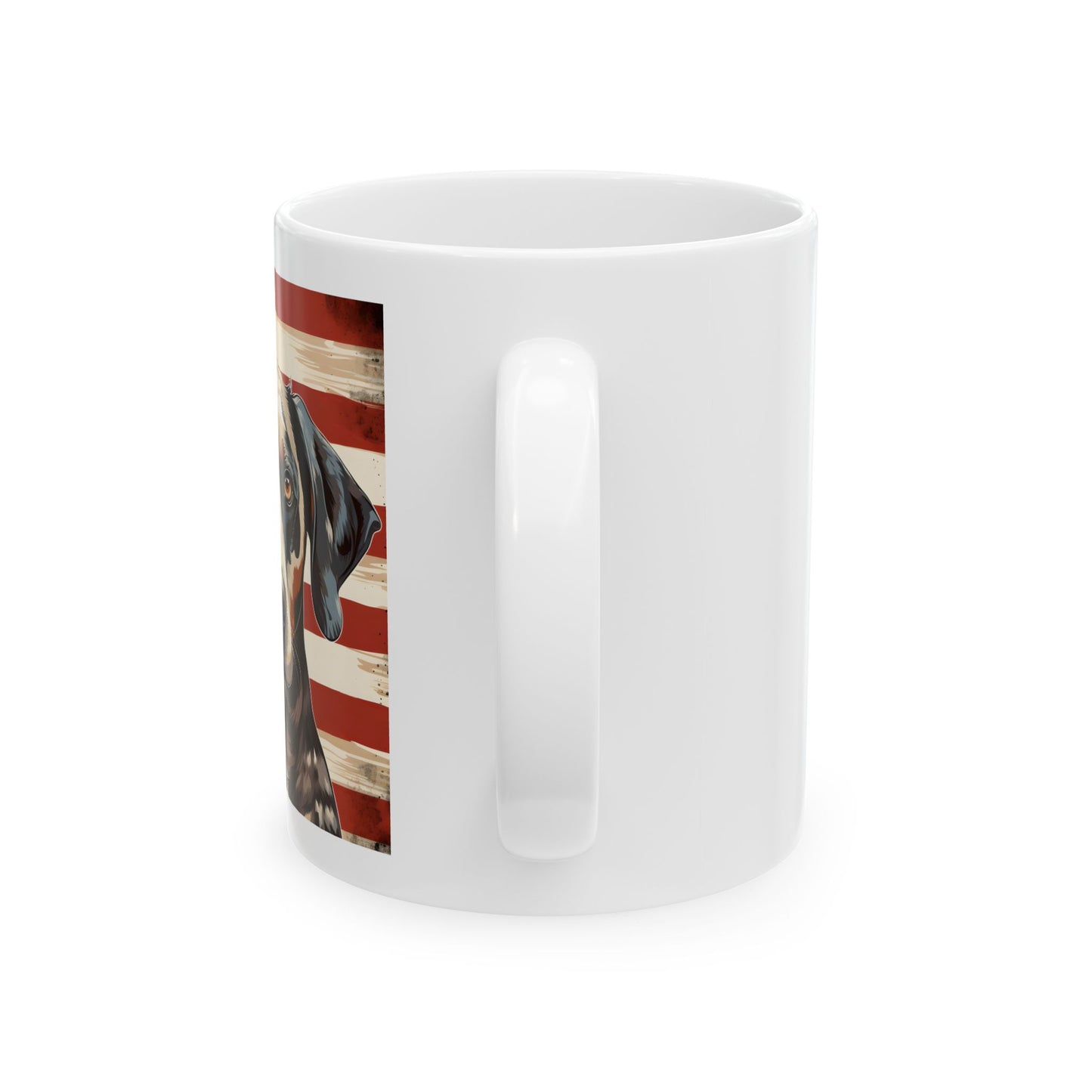 Patriotic Catahoula Leopard Dog Ceramic Mug, (11oz)