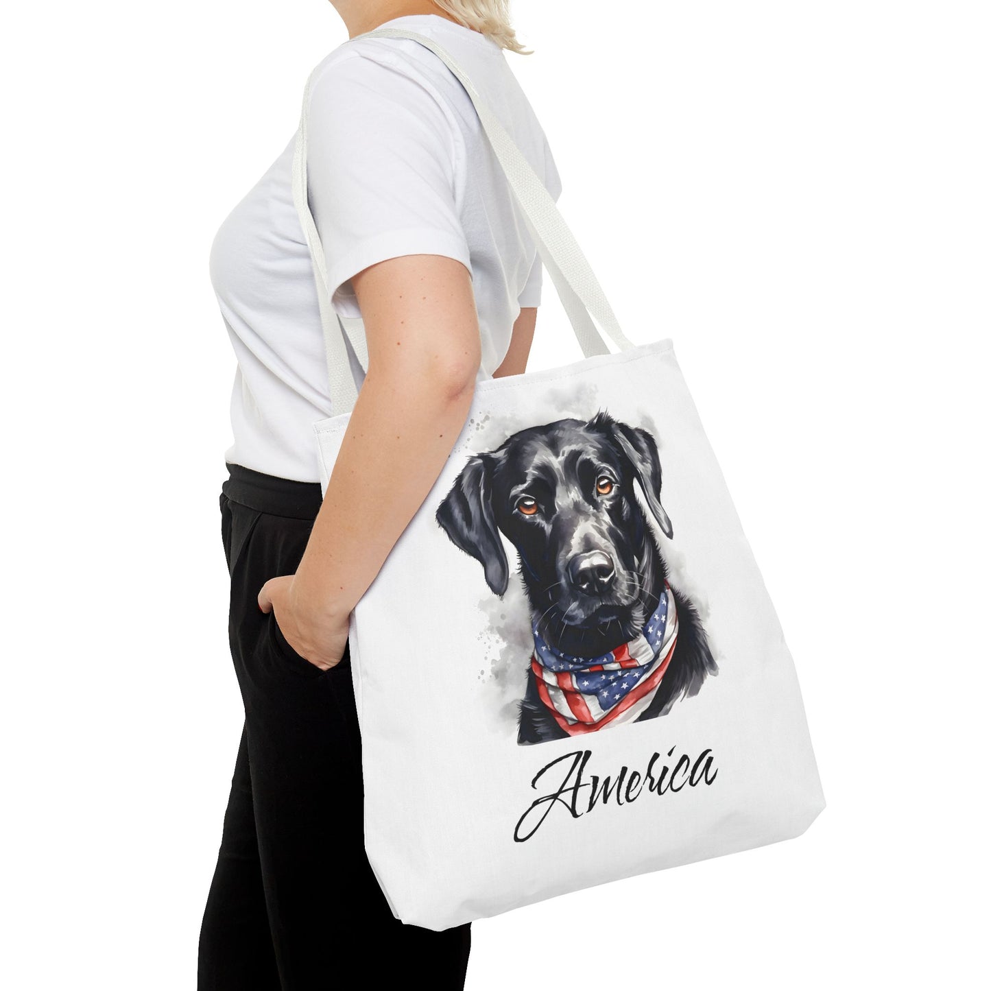 Patriotic Dog - 18" Large Tote Bag