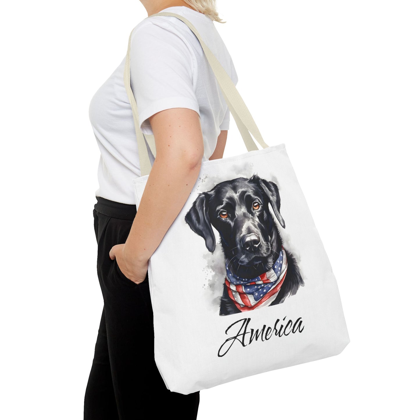 Patriotic Dog - 18" Large Tote Bag