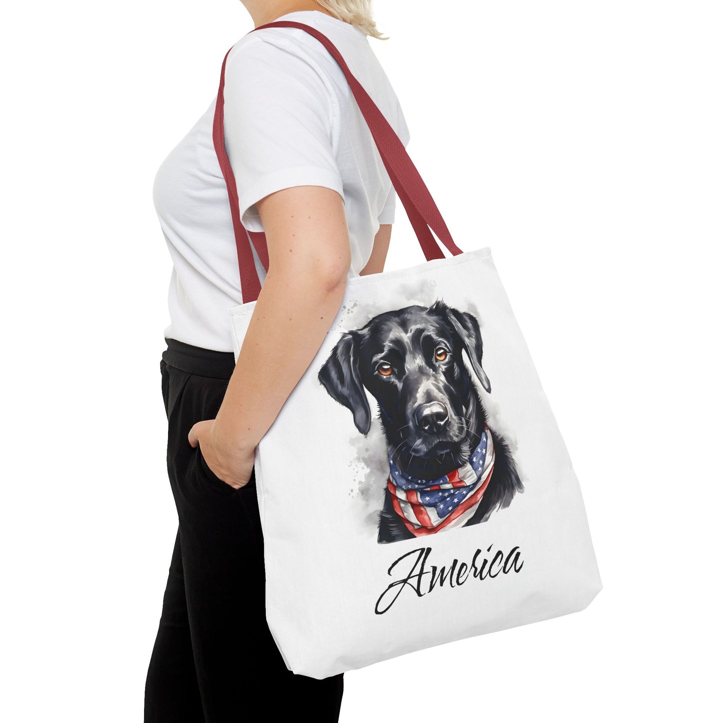 Patriotic Dog - 18" Large Tote Bag