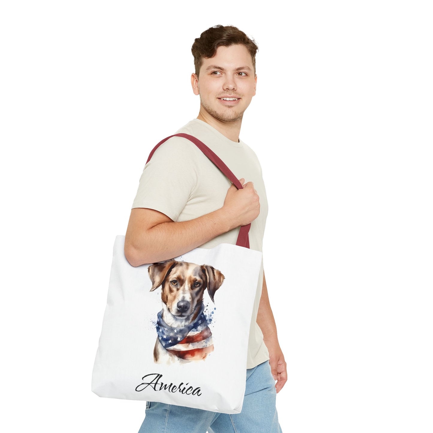 Patriotic Dog - 18" Large Tote Bag