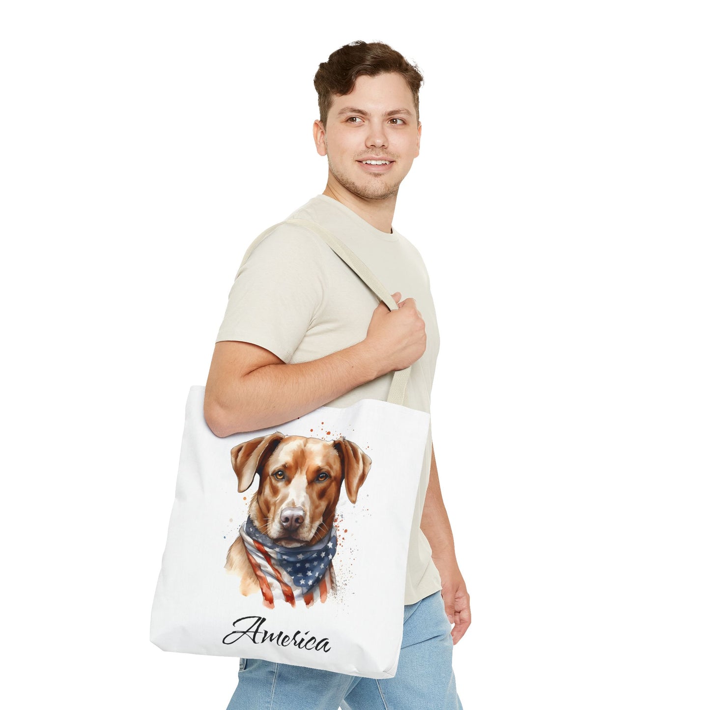 Patriotic Dog - 18" Large Tote Bag