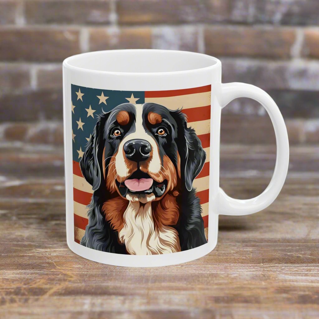 Patriotic Bernese Mountain Dog Mug