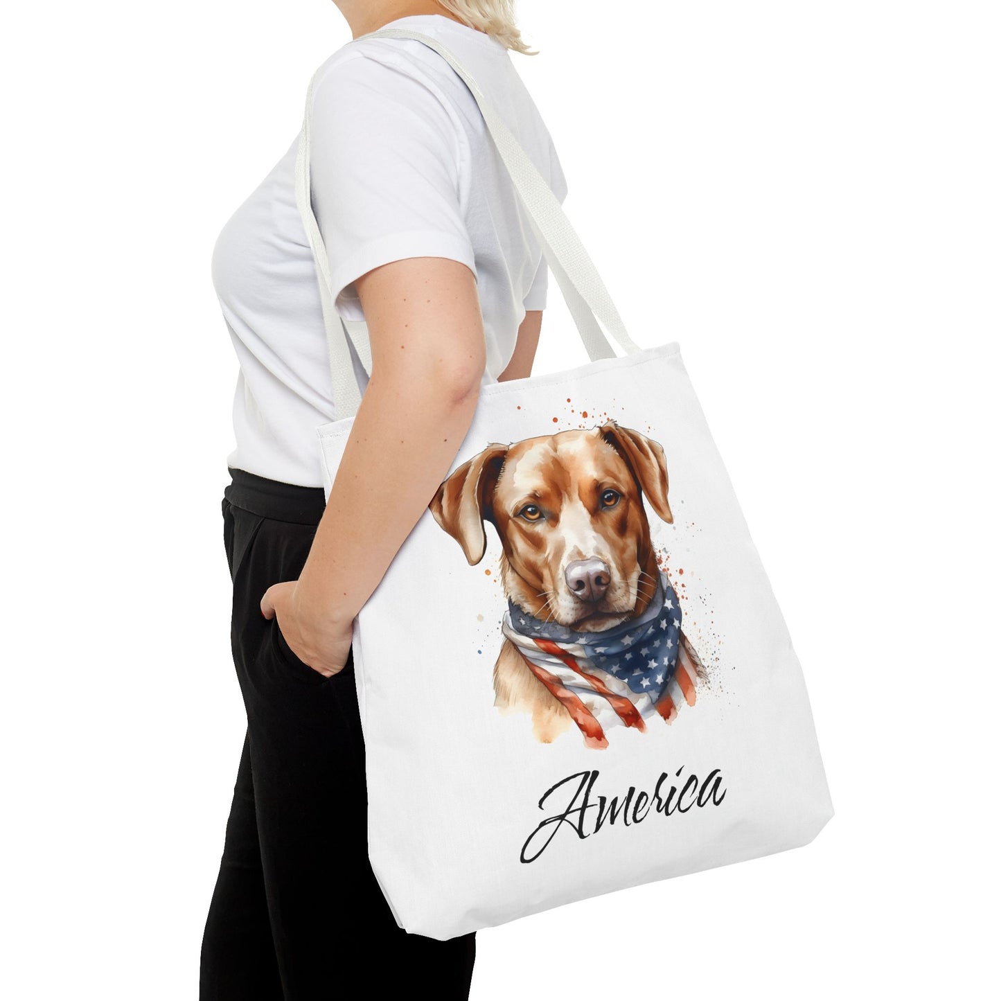 Patriotic Dog - 18" Large Tote Bag