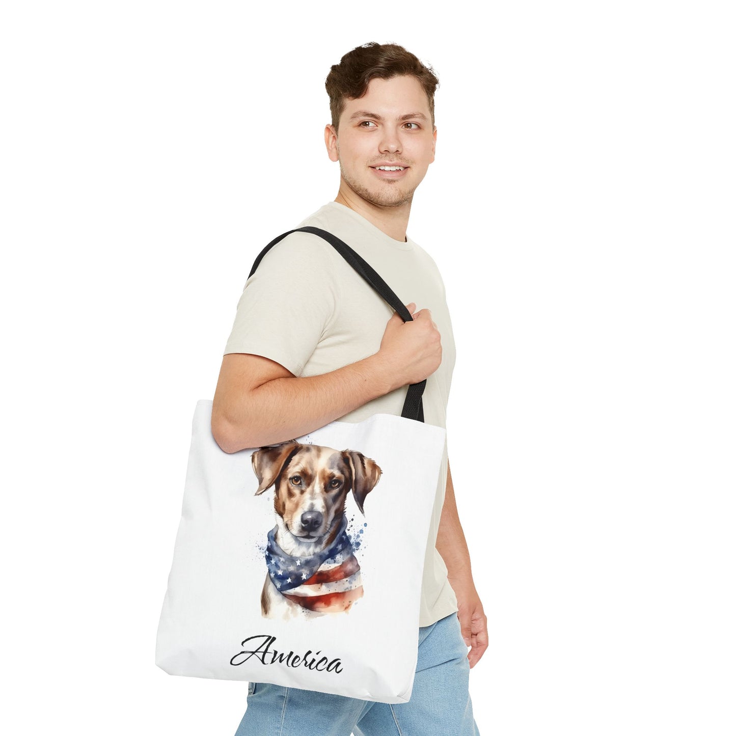 Patriotic Dog - 18" Large Tote Bag