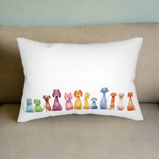Whimsical Rainbow Dog Pillow