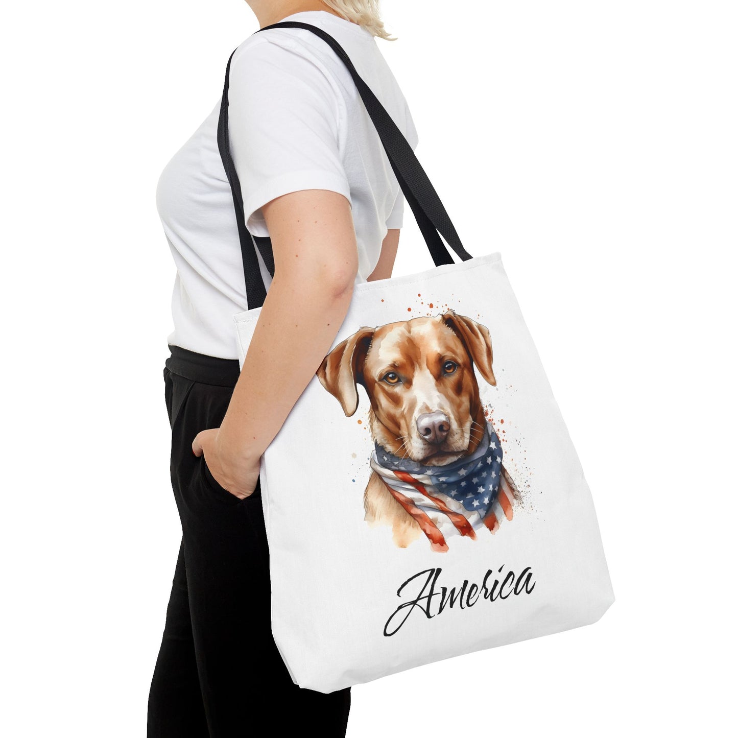Patriotic Dog - 18" Large Tote Bag