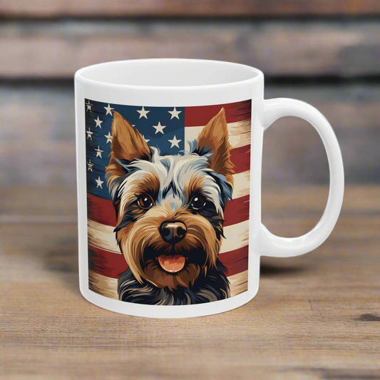 patriotic yorkshire terrier mug