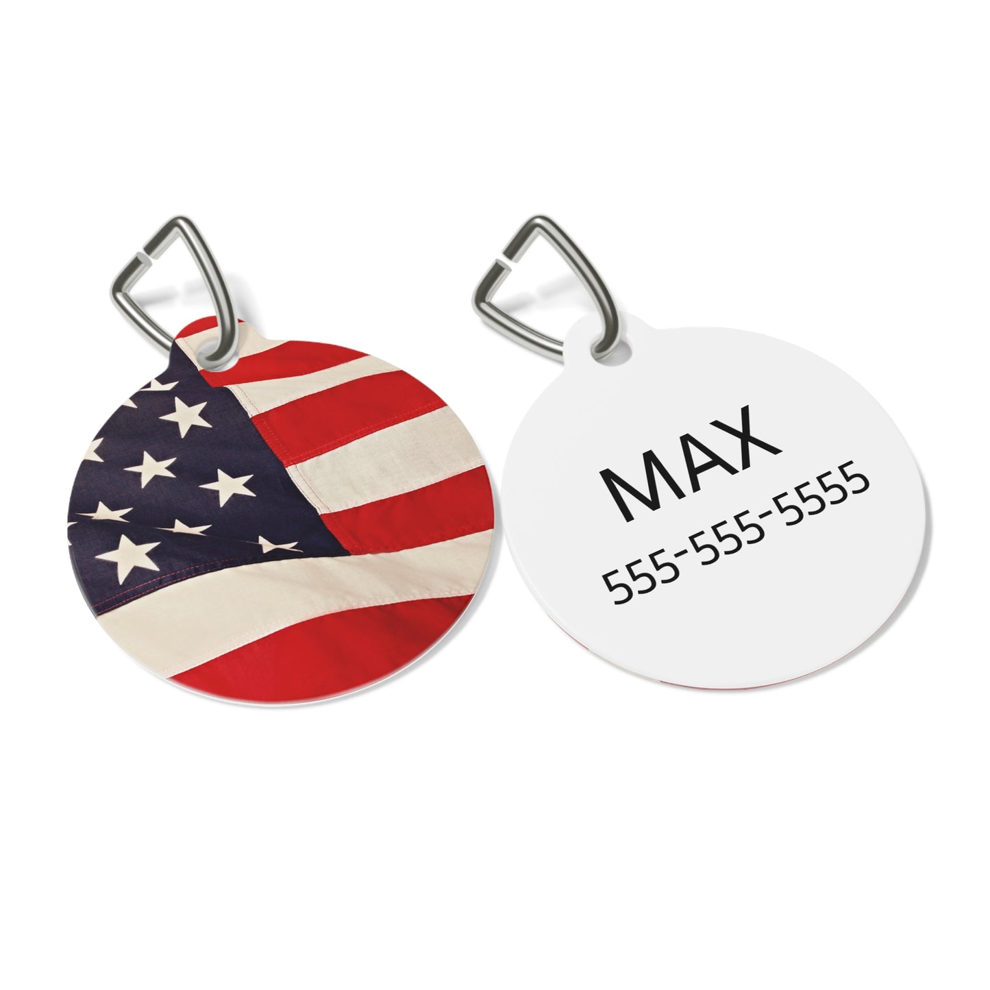 Personalized American Flag Pet Tag for Dogs and Cats - Customizable with Name & Contact Info