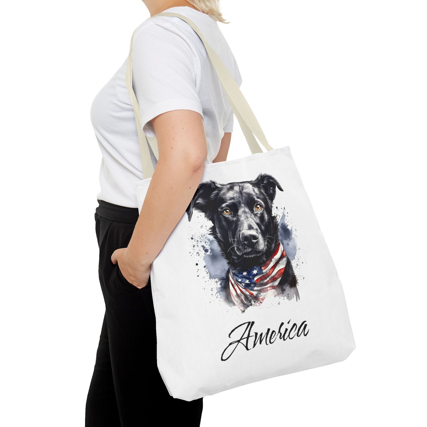 Patriotic Dog - 18" Large Tote Bag