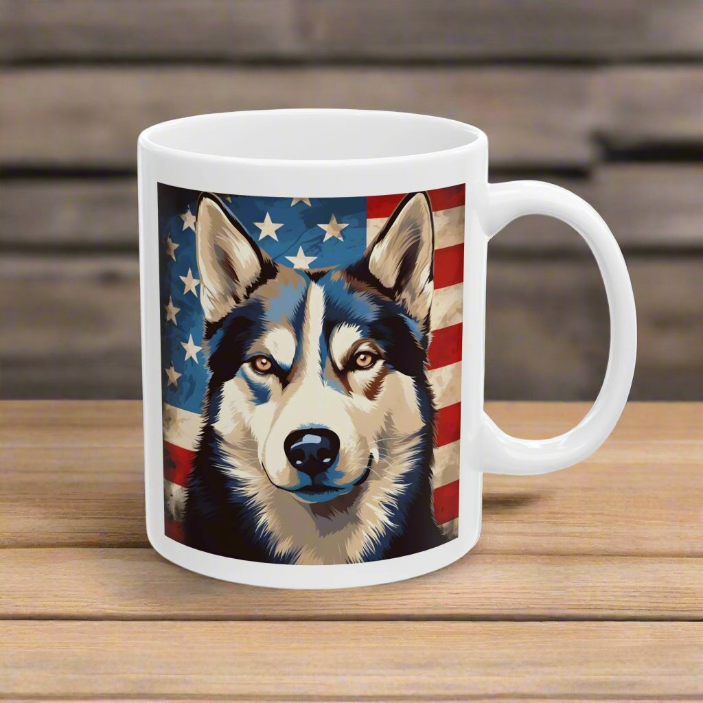 patriotic husky mug