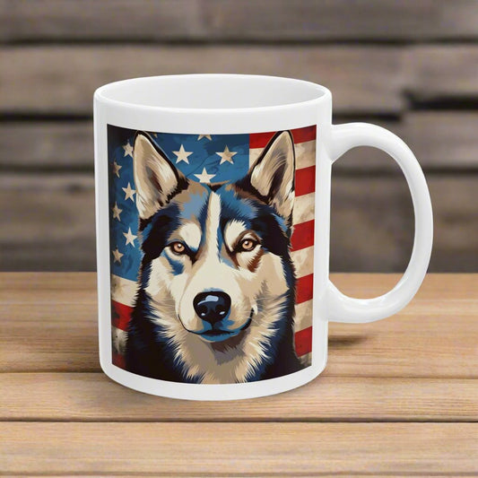patriotic husky mug