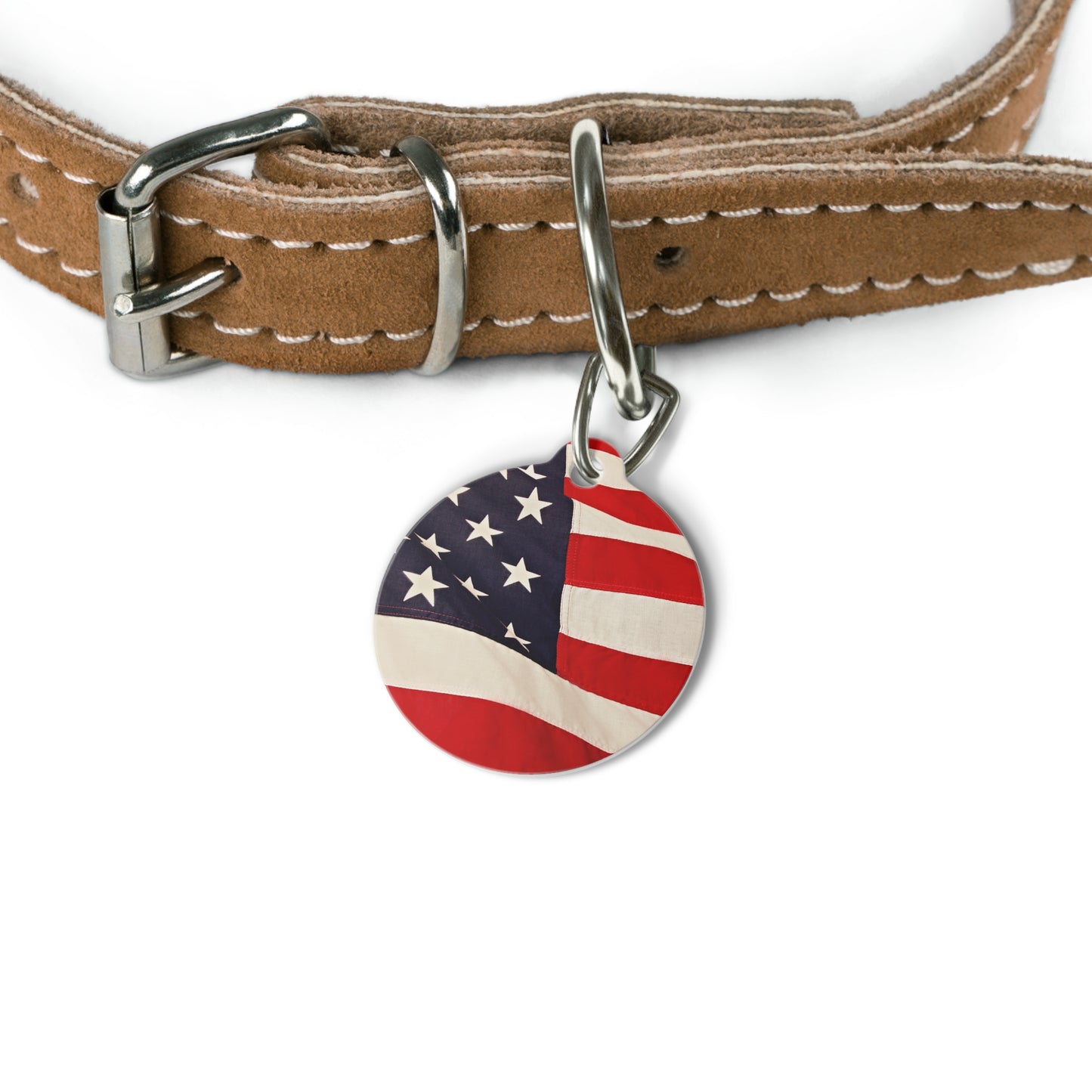 Personalized American Flag Pet Tag for Dogs and Cats - Customizable with Name & Contact Info