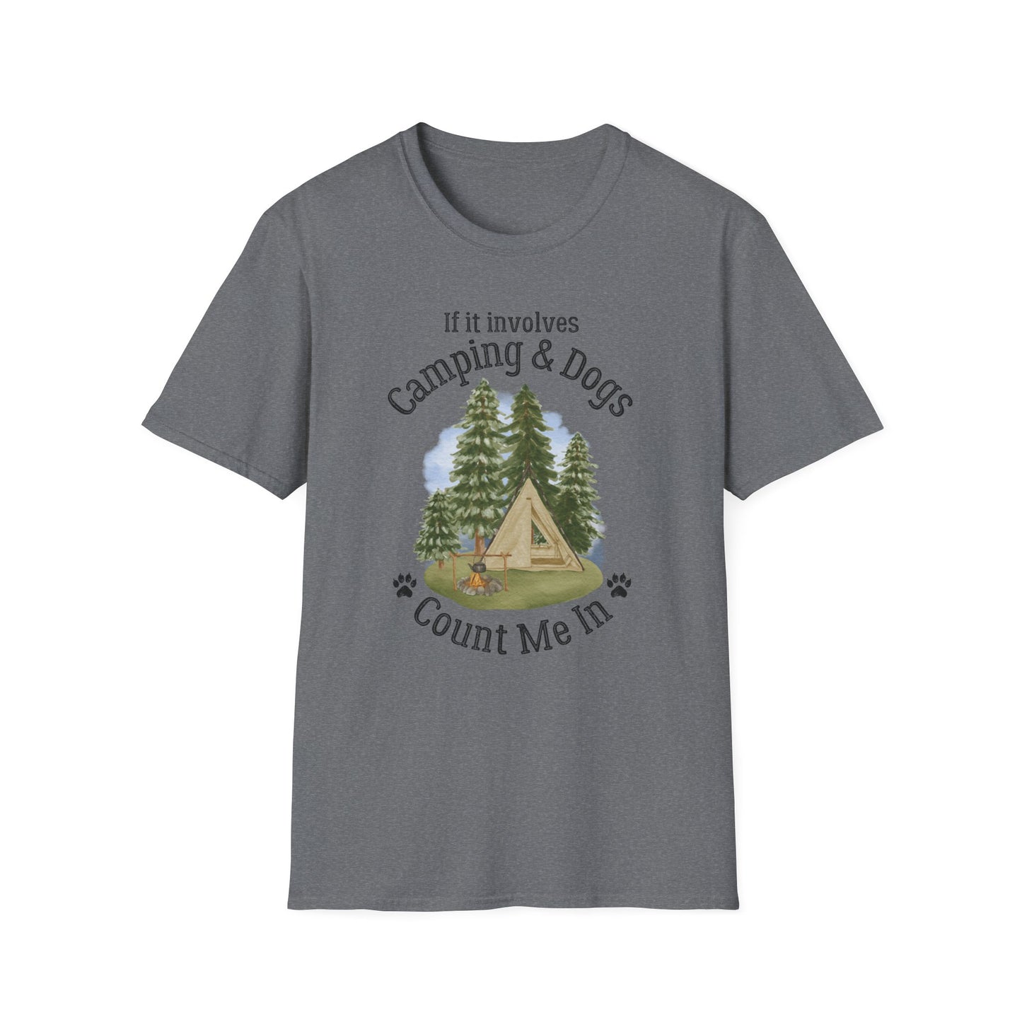 If It Includes Camping & Dogs, Count Me In T-Shirt, Camping Dog Lover Shirt, Outdoor Adventure Dog Shirt, Camper Gift for Dog Lovers