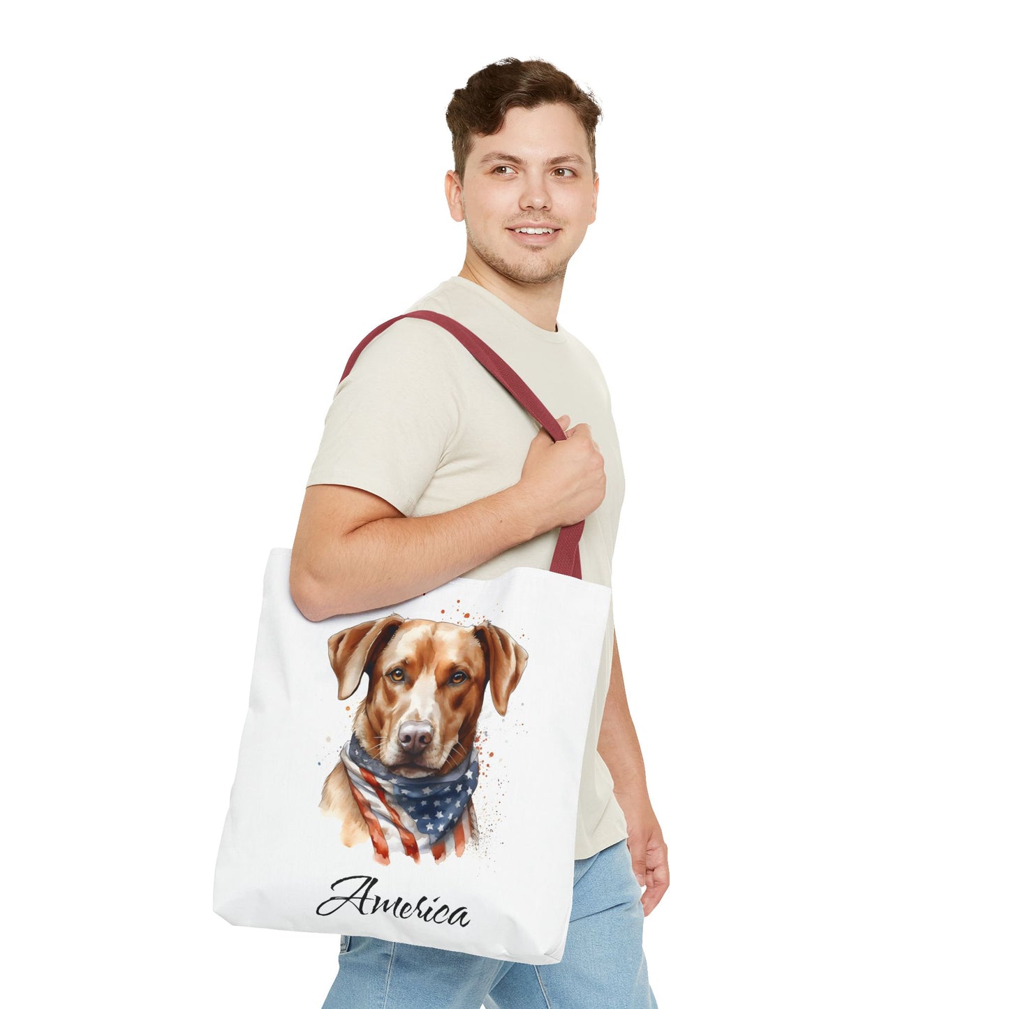 Patriotic Dog - 18" Large Tote Bag