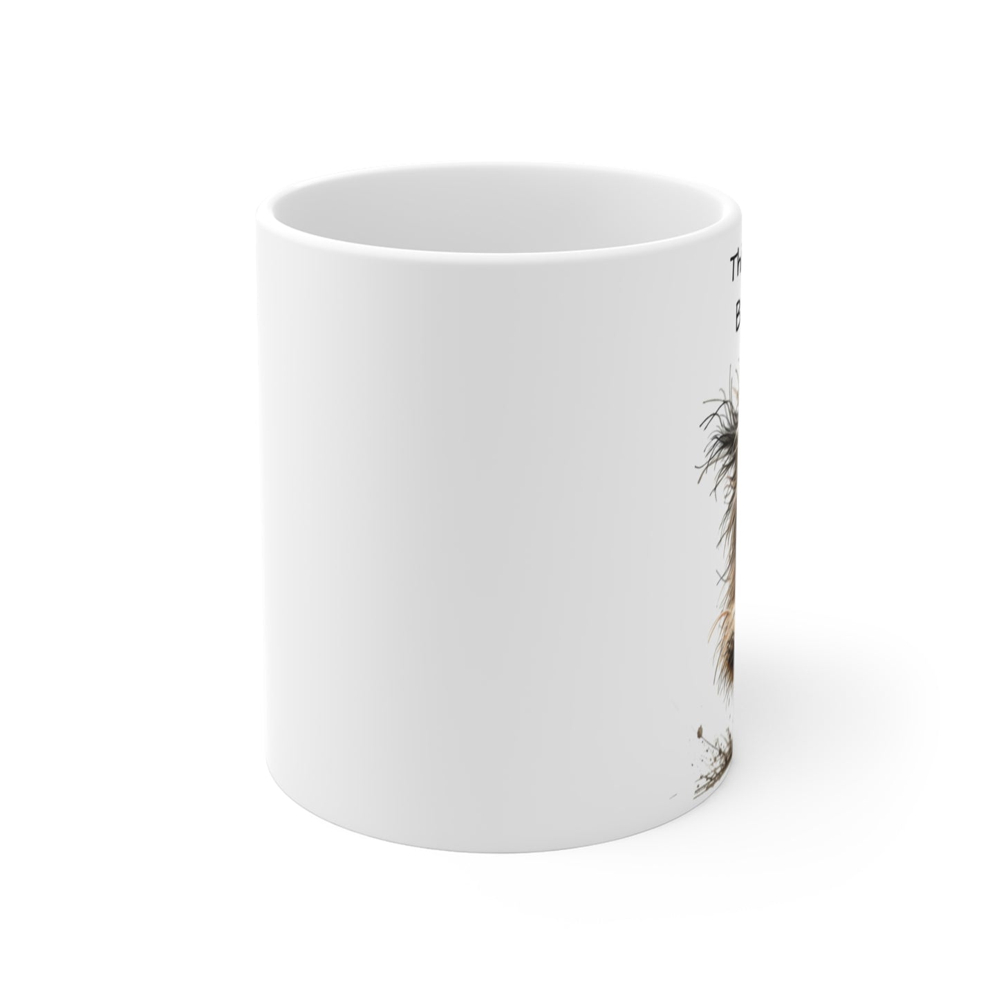 Scruffy Dog Mug 11oz - 'Think happy, be happy.'