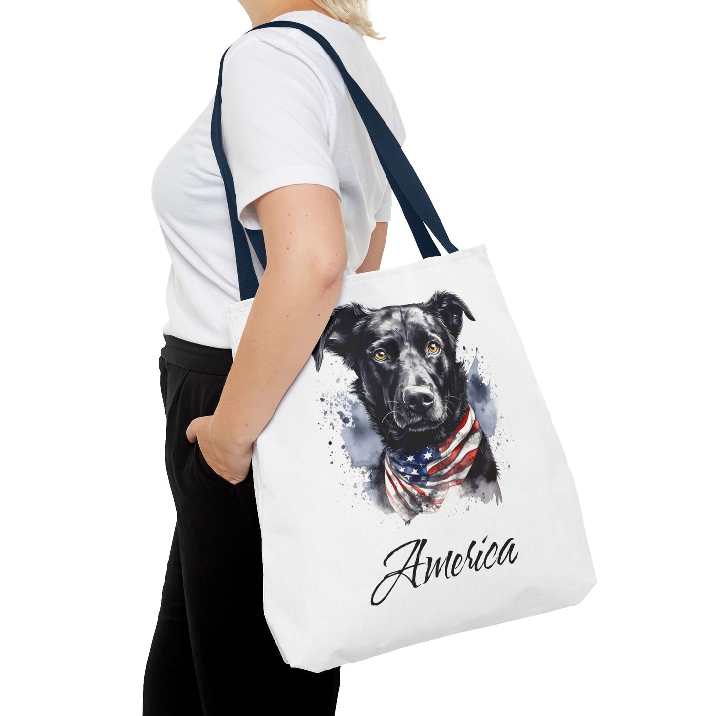 Patriotic Dog - 18" Large Tote Bag