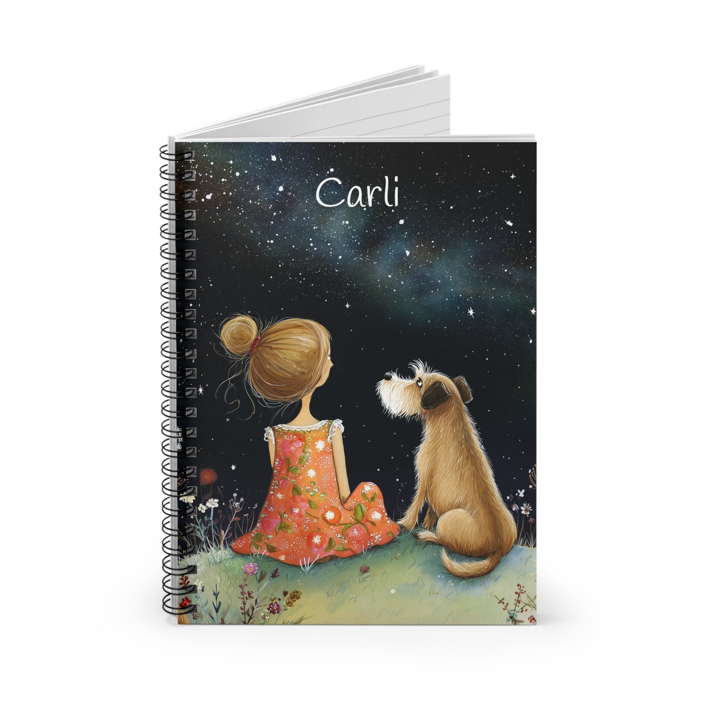 Starry Night Spiral Notebook (Personalized) - Starlit Companions Collection