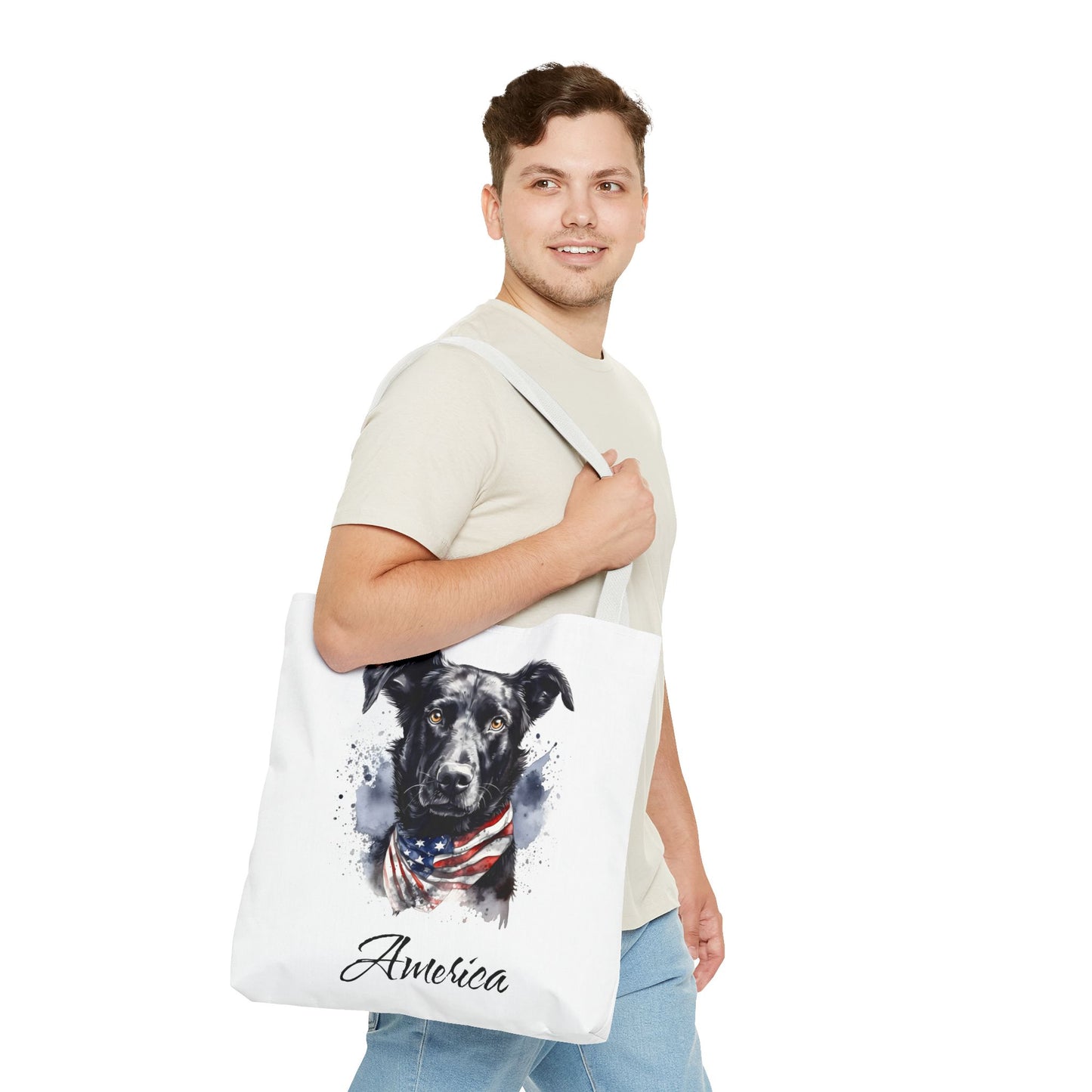 Patriotic Dog - 18" Large Tote Bag