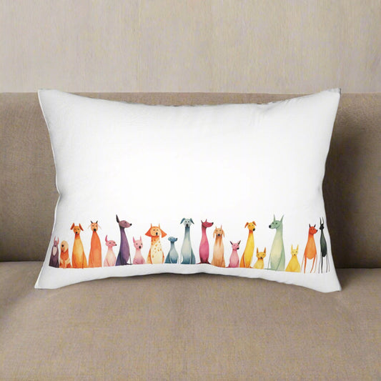 Silly Rainbow Dogs - Throw Pillow