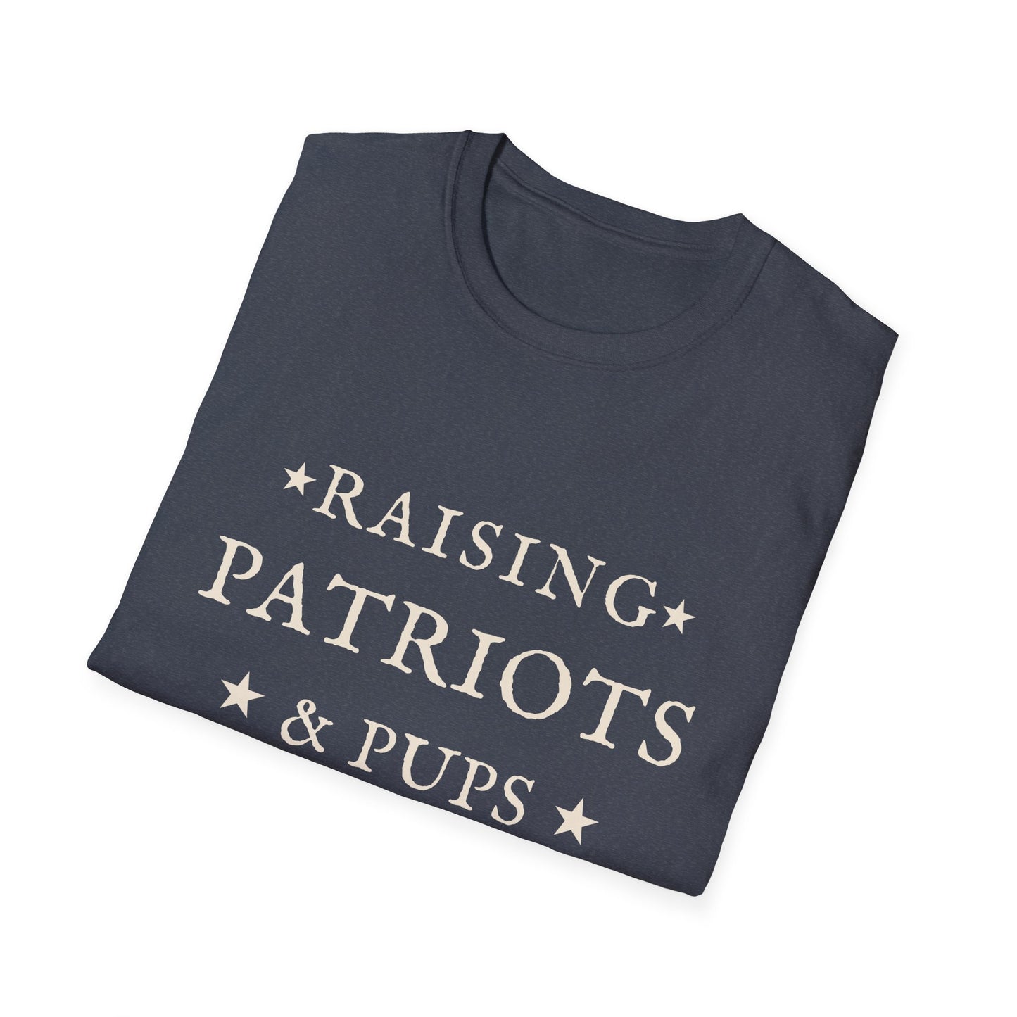 Raising Patriots & Pups T-Shirt - Heather Blue