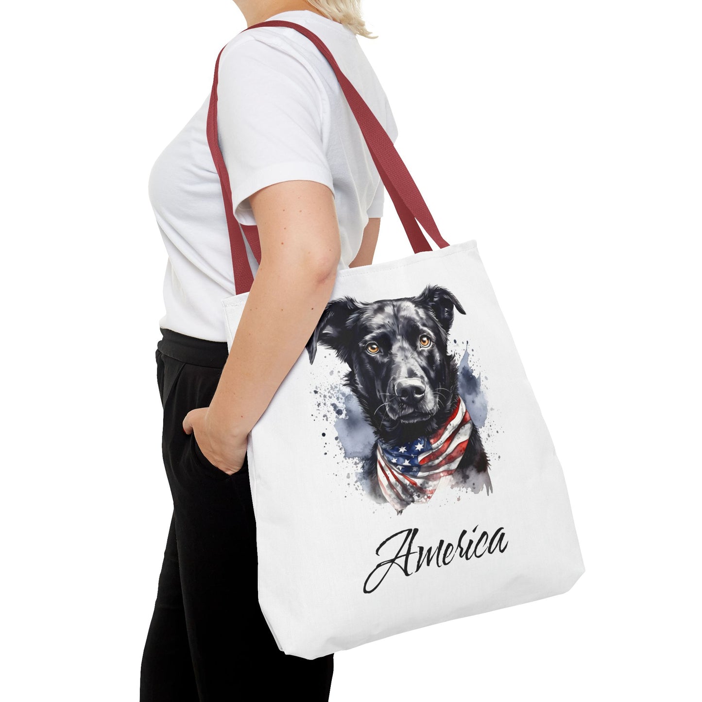 Patriotic Dog - 18" Large Tote Bag