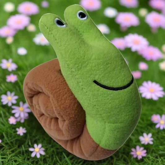 Plush Snail Interactive Dog Toy with Treat Pockets