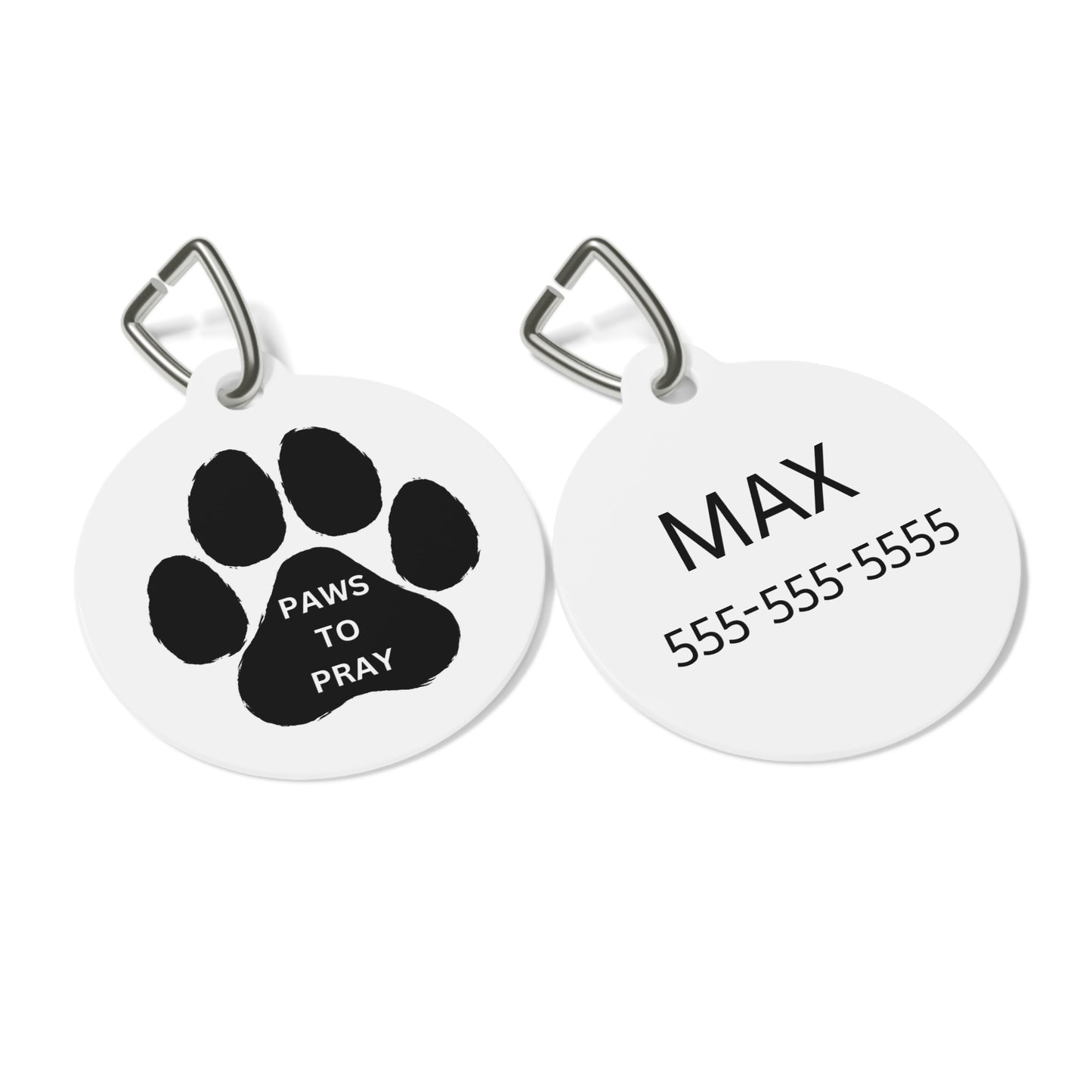 Dog Tag - Personalized Paws To Pray - Christian Pet Accessories