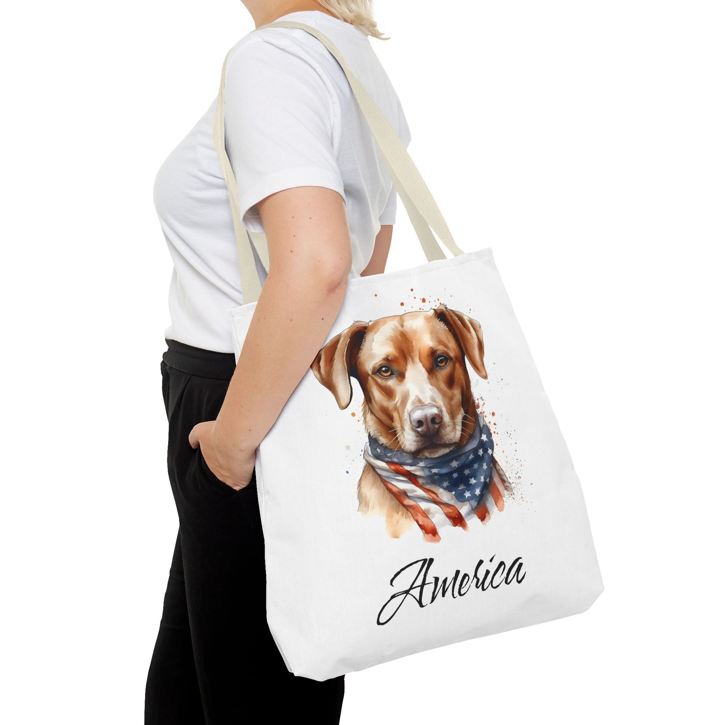 Patriotic Dog - 18" Large Tote Bag