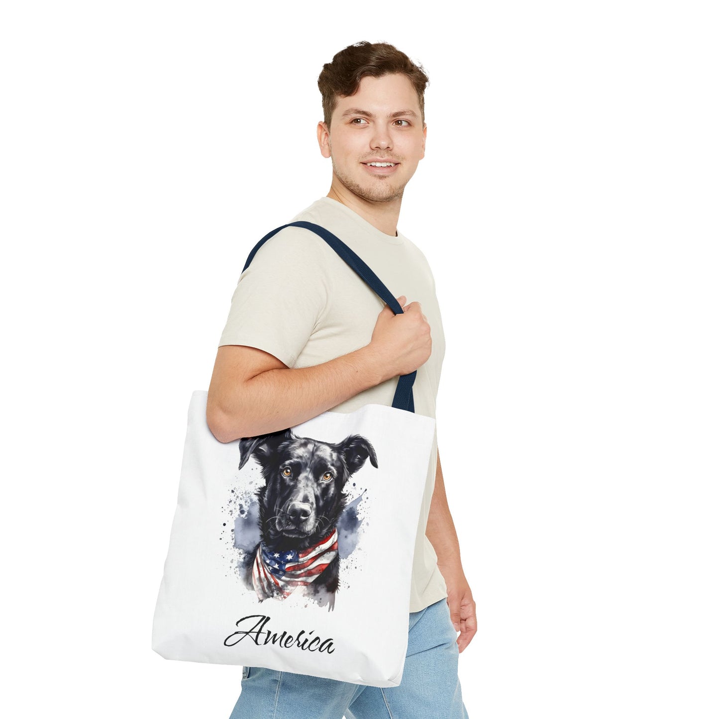 Patriotic Dog - 18" Large Tote Bag