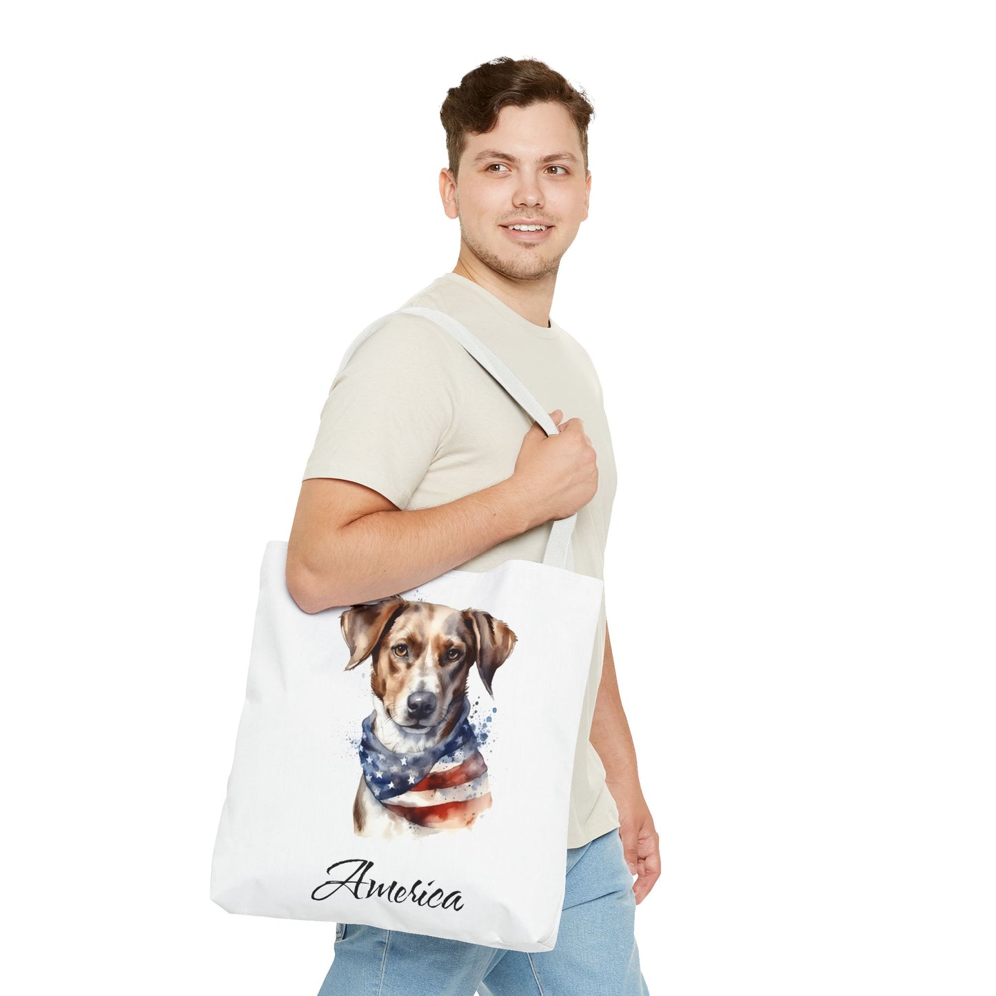 Patriotic Dog - 18" Large Tote Bag