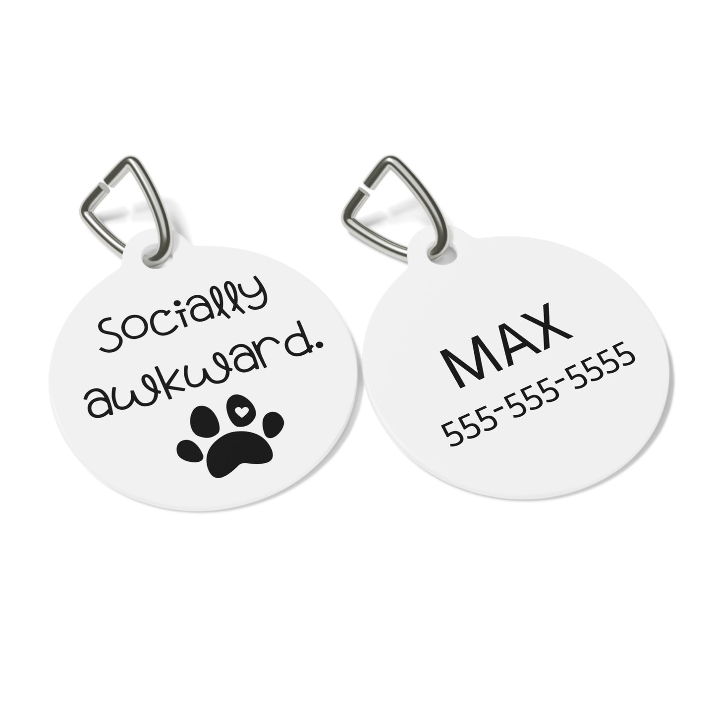 Funny Dog Tag ''Socially awkward."  Personalized (1 inch)