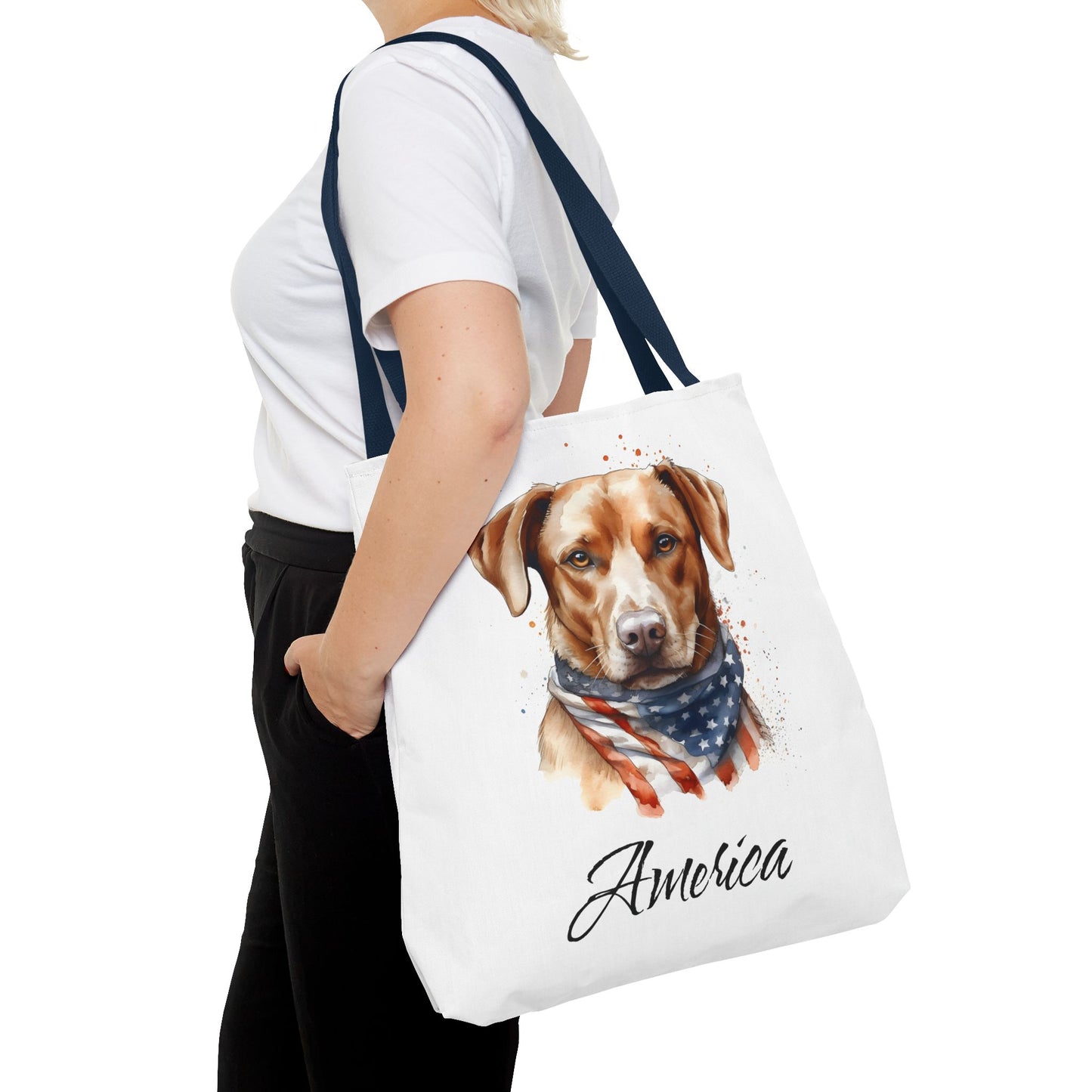Patriotic Dog - 18" Large Tote Bag