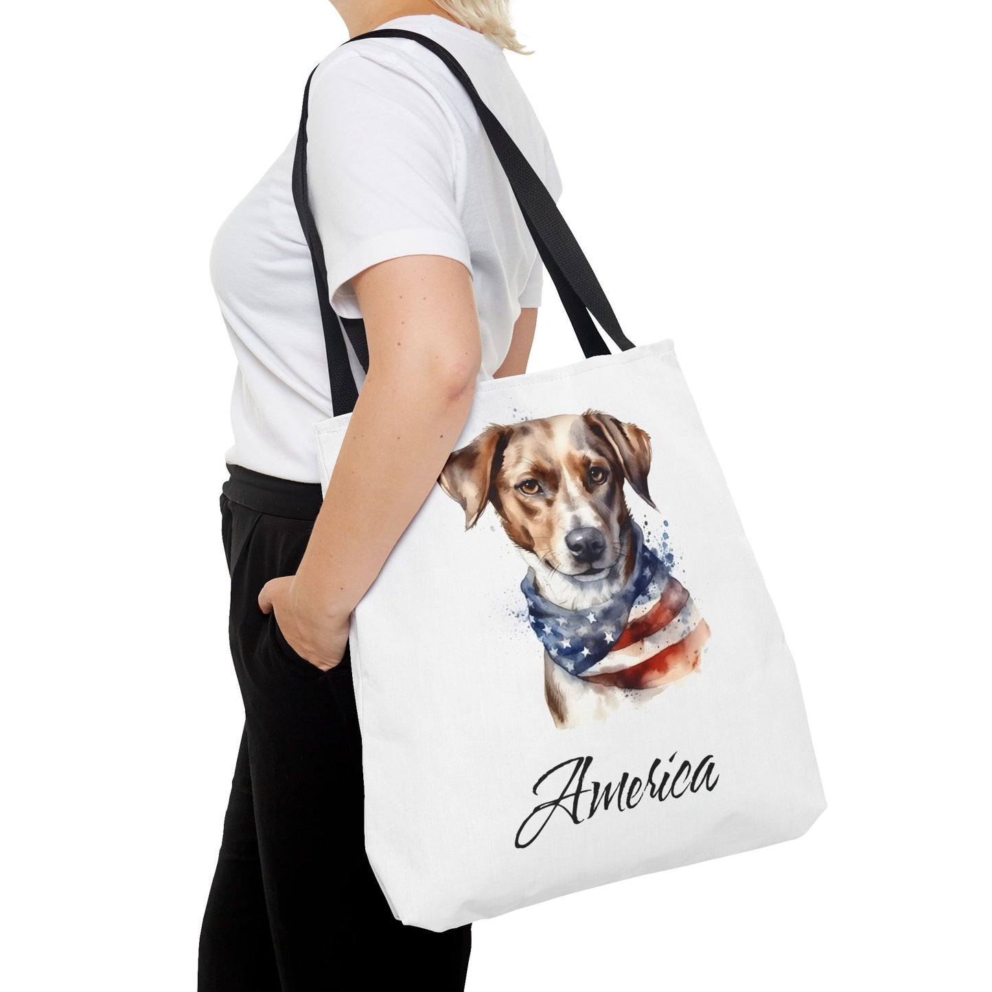 Patriotic Dog - 18" Large Tote Bag