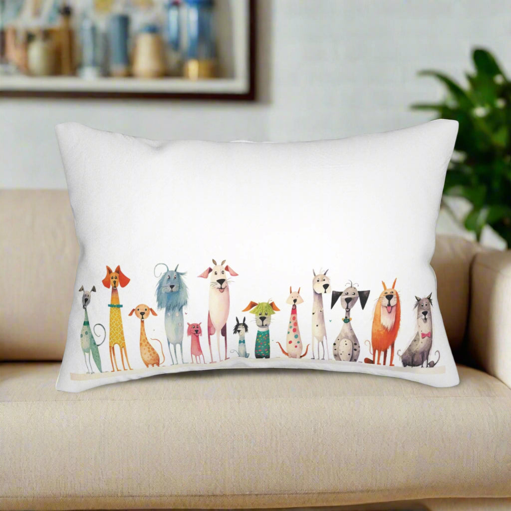 silly Rainbow dogs - throw pillows