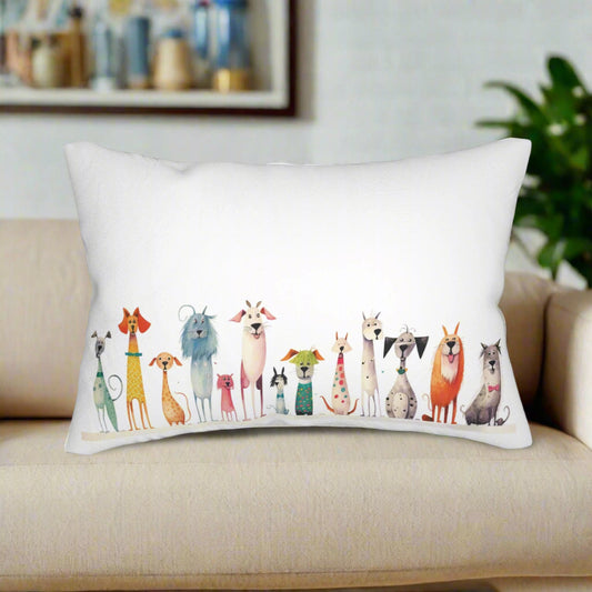 silly Rainbow dogs - throw pillows